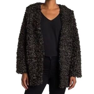 Max Studio | Black Teddy Textured Outerwear Coat  NWOT